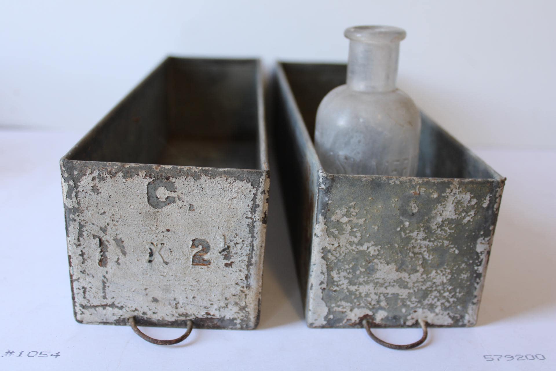 Two vintage metal drawers Industrial hardware tool storage Organizer boxes long narrow