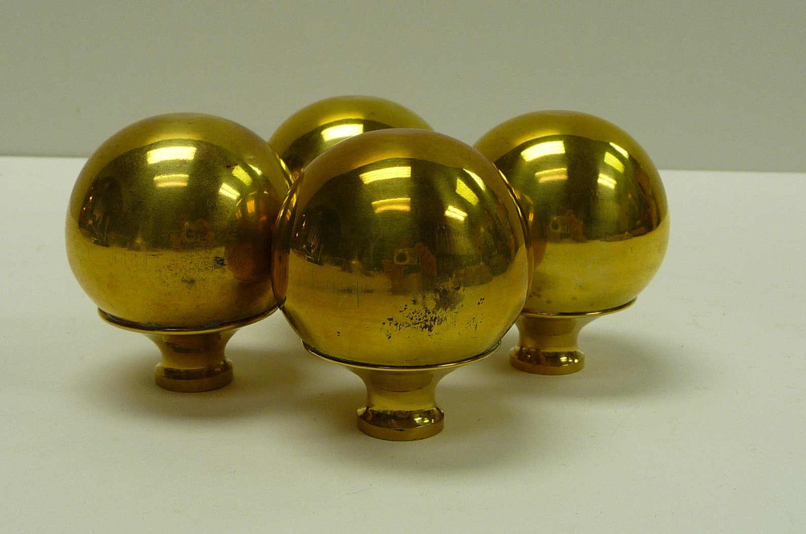 Four vintage Brass ball Post finials Etsy