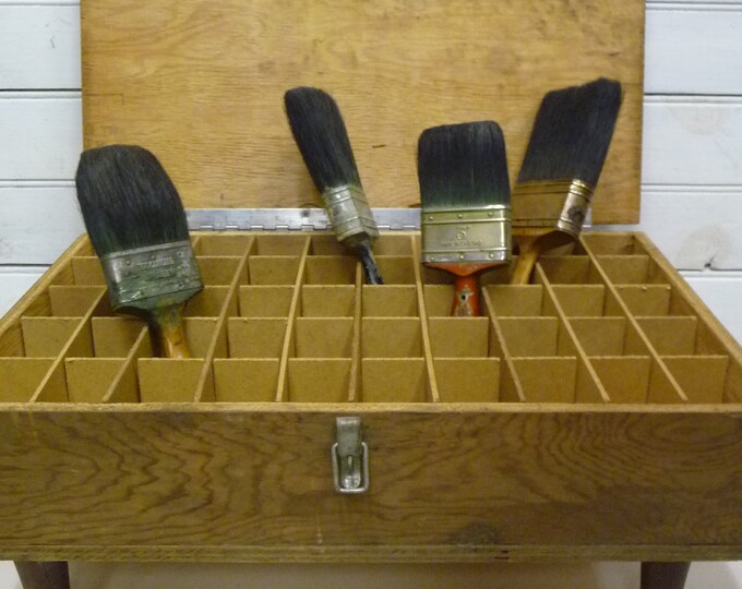 Vintage Wood Box Organizer Storage Compartments With Legs Etsy