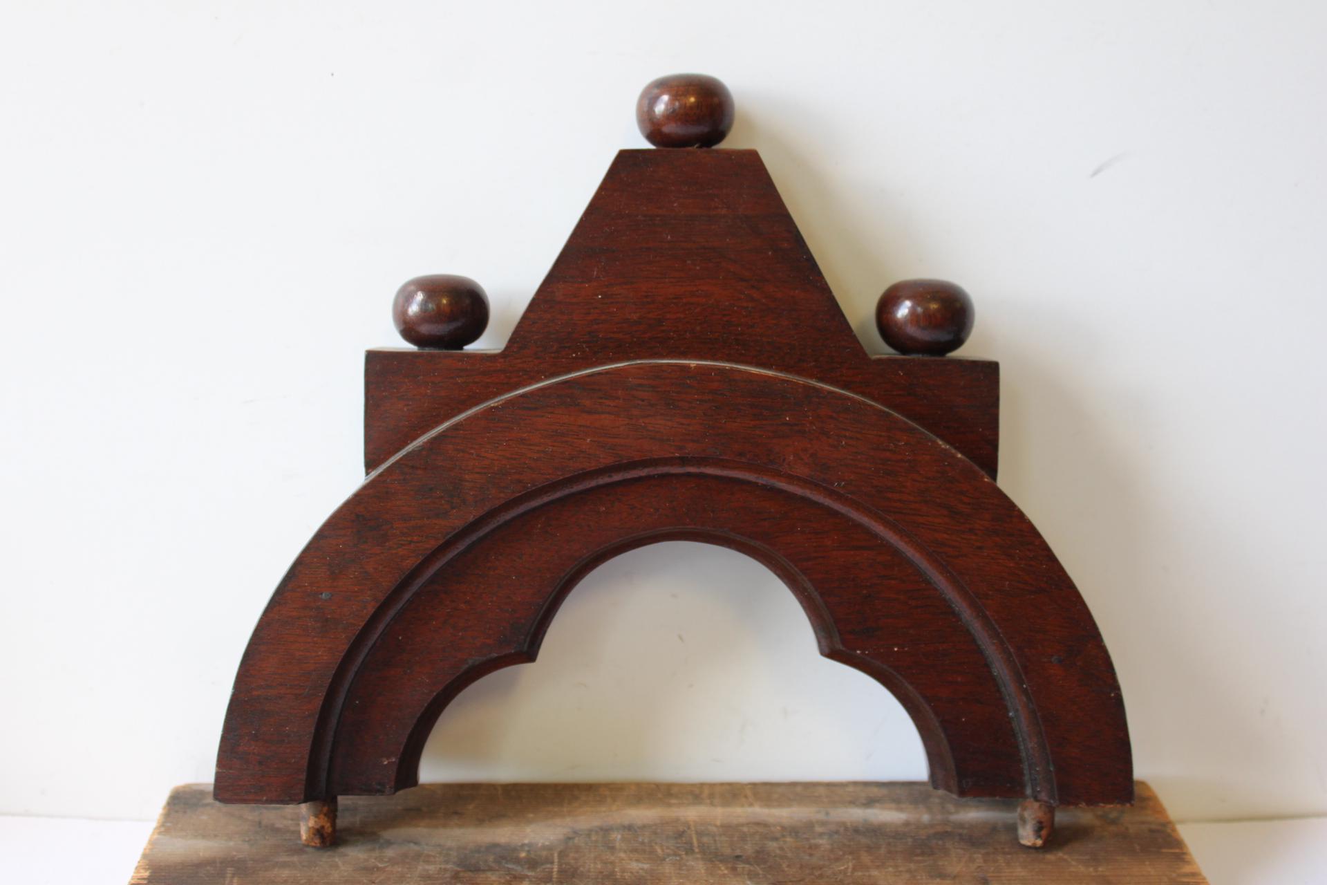 Antique Wood pediment Arched crest ball top Architectural salvage home Victorian supplies decorative cathedral dark trim