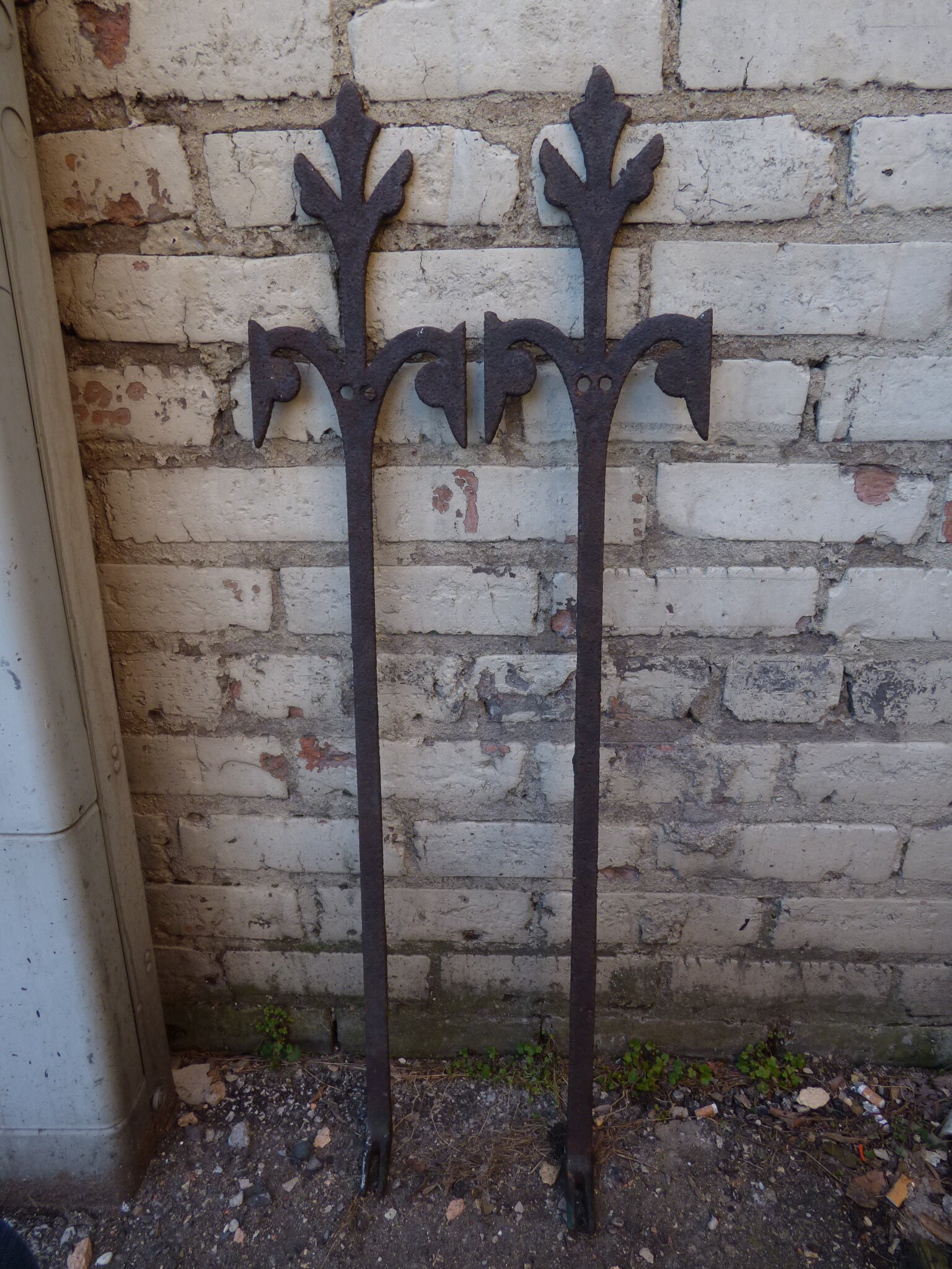 2 Antique iron fence post finials Garden Stakes Aged rustic Etsy