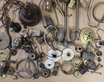 Antique lot Lamp Chandelier parts lighting restoration salvage supplies