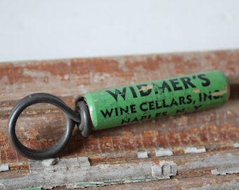 Vintage advertising hand tool Widmer's Wine Cellars New York wine opener Wood green handle primitive