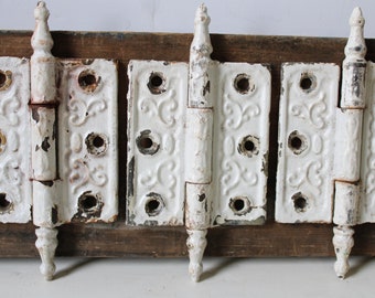 Three Antique hinges 3 1/2 x 3 inch door hardware Eastlake era Restoration architectural salvage Supplies painted