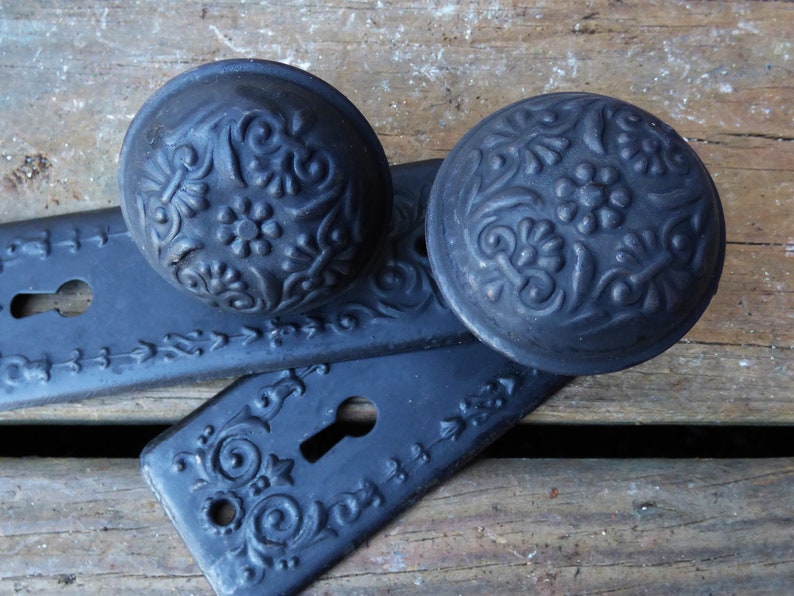 Antique Door Knobs W Plates Corbin Vittoria Handles Etsy