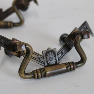 Four antique drawer handles Flower Art Deco aged architectural salvage restoration hardware supplies