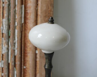 Vintage finial large white ball lamp light topper post Architectural salvage embellishment decorative supplies