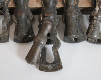 Antique drawer sliding key plate skeleton keyhole cover door aged Escutcheon Restoration hardware supplies