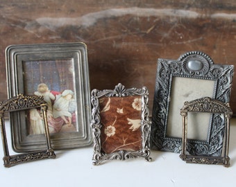 Five vintage miniature frames easel shelf Ornate Variety Victorian supplies picture frame