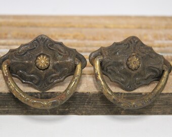 Four antique drawer handles ornate bail architectural salvage vintage restoration hardware supplies Victorian