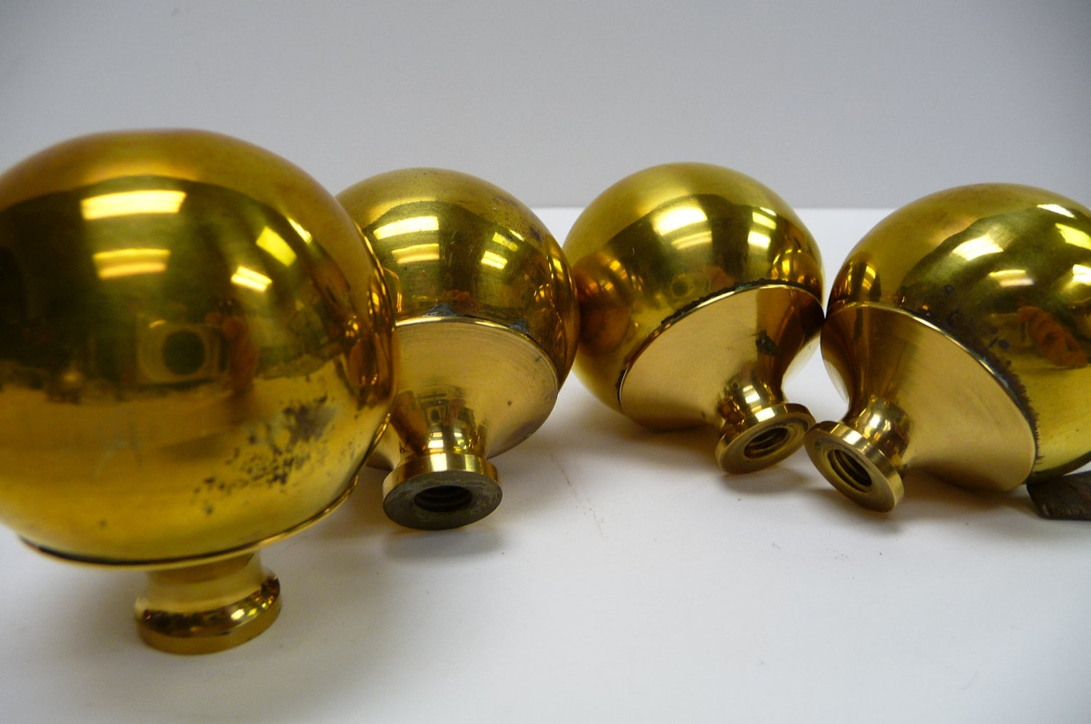Four vintage Brass ball Post finials Etsy