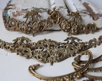 5 Vintage drawer pulls parts brass drawer cabinet handles architectural salvage furniture restoration hardware art supplies Victorian