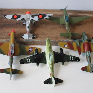 5 Vintage toy metal airplanes Lintoy Army Military aviation planes