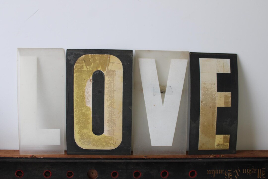 Sign Letters 9 Inch Vintage Sign Letters 9 Inch LOVE Letter Black & White Word Salvage - Etsy