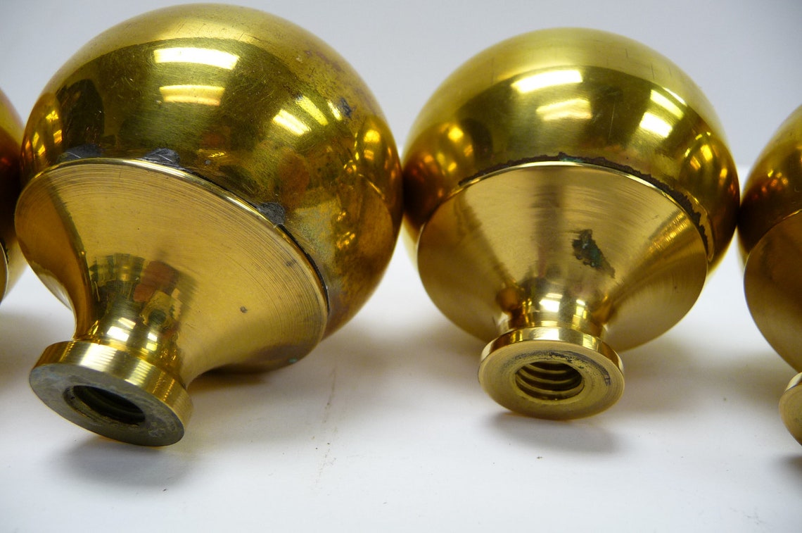 Four vintage Brass ball Post finials Etsy