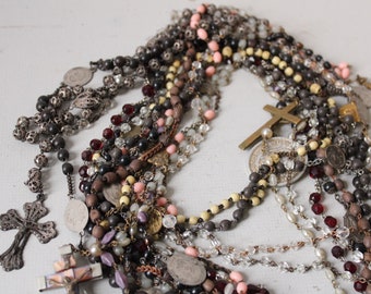 Rosaries Vintage antique for repair Restoration beaded Variety religious Medals supplies