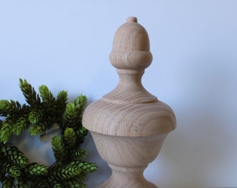 Large vintage wood finial newel acorn top 11 inch post topper architectural salvage ornamental top decorative embellishment