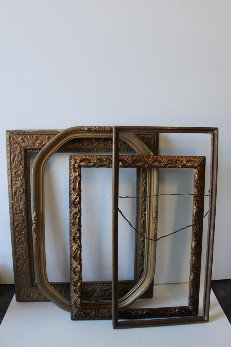 Four Antique Frames Ornate Wood Picture Frame Odd Shaped Wall Decor