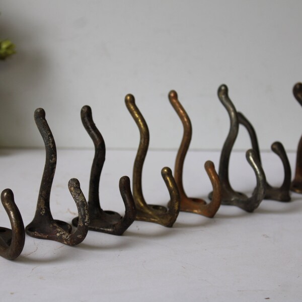 Lot 8 Vintage Hooks hangers Variety Rustic salvage Architectural hardware Arts & Crafts coat rack