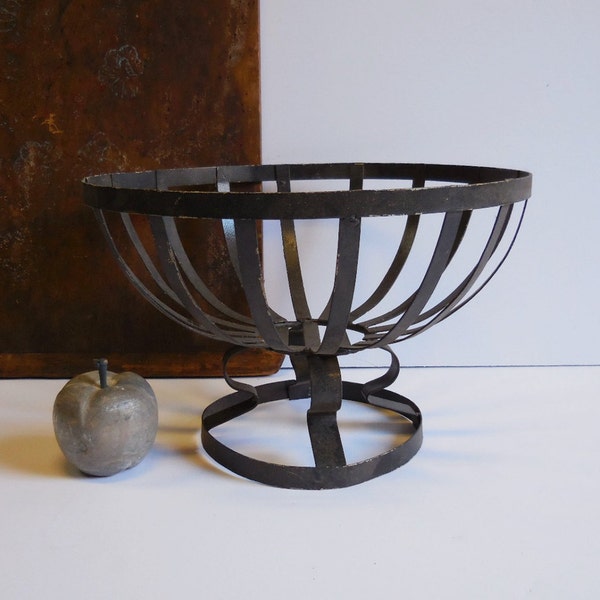 Vintage Wire basket footed black fruit bowl planter French Country Garden Home
