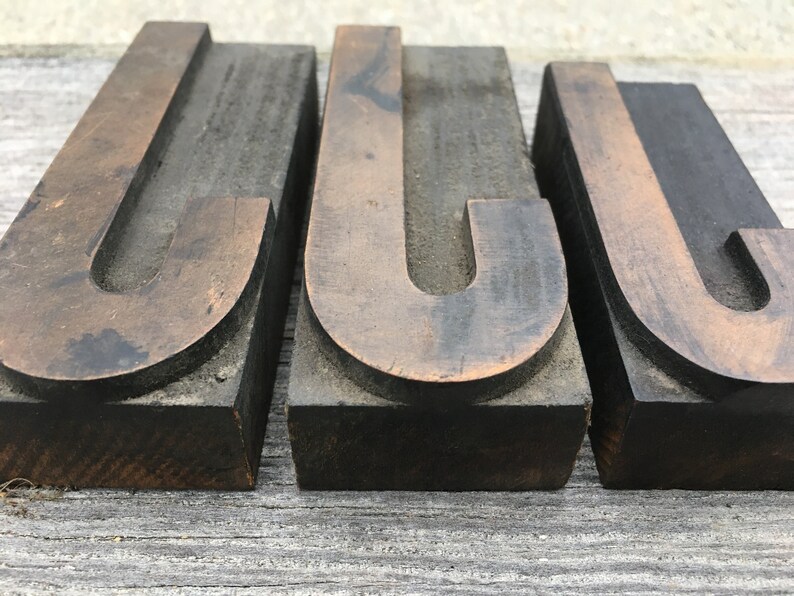 Vintage wood block Letter J letterpress typeset stamping print block rustic