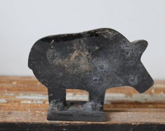 Vintage iron boar hog pig target carnival shooting gallery folk art animal