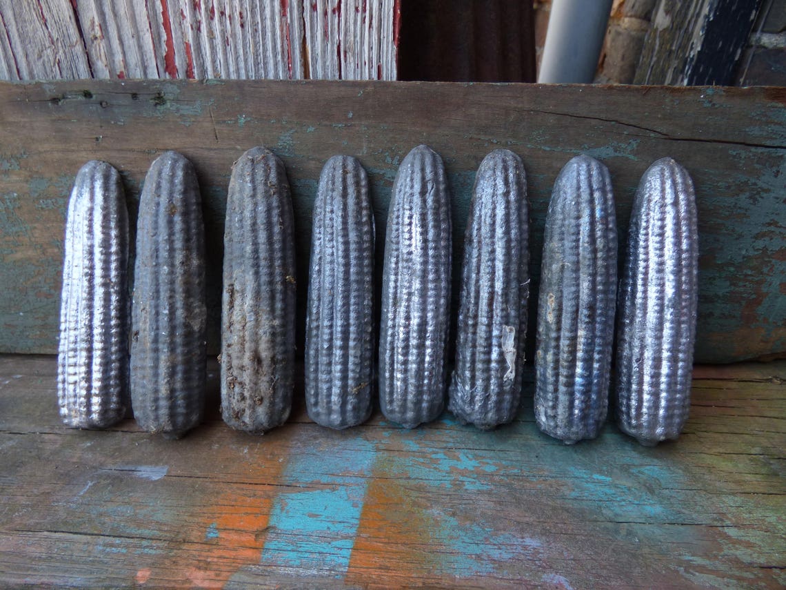 8 lead corn cob molds Rustic aged supplies Silo weights Barn Etsy