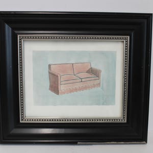 Vintage framed Original painting Sofa Couch Interior Design Architectural Art Decorator Mid Century decor