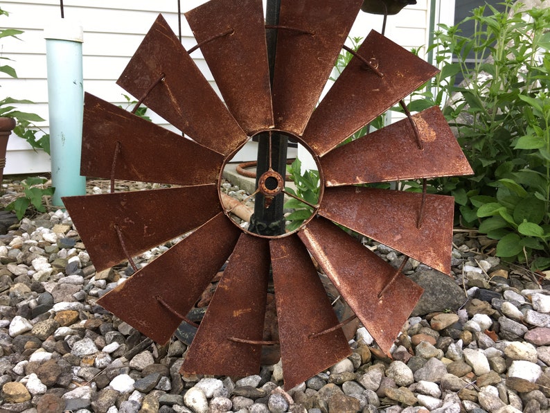 Vintage windmill blades fan 22 inch Rusty metal salvage garden Etsy