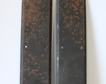 Two large vintage door push plates black Rustic aged Iron Escutcheon Restoration hardware salvage supplies