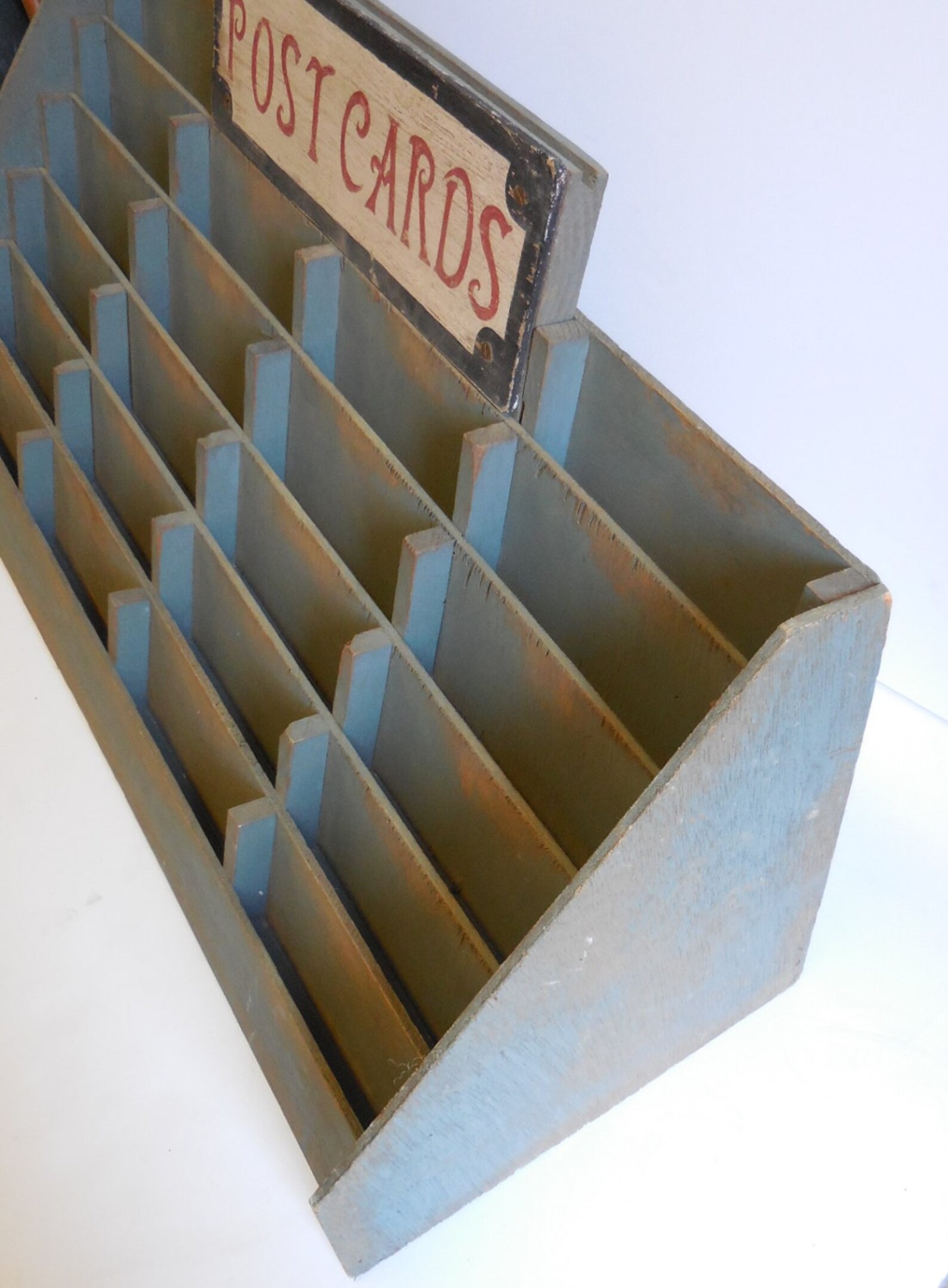 Vintage Postcard Display rack Card shelves Slots Wood Etsy