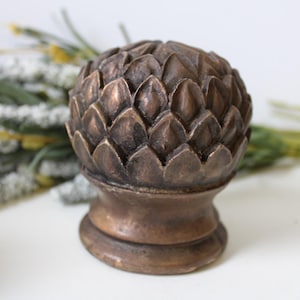 Vintage finial topiary pineapple Artichoke post top topper Architectural salvage embellishment decorative supplies French Country