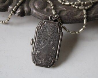 Antique sterling locket necklace w/ rosary inside religious prayer vintage rosary