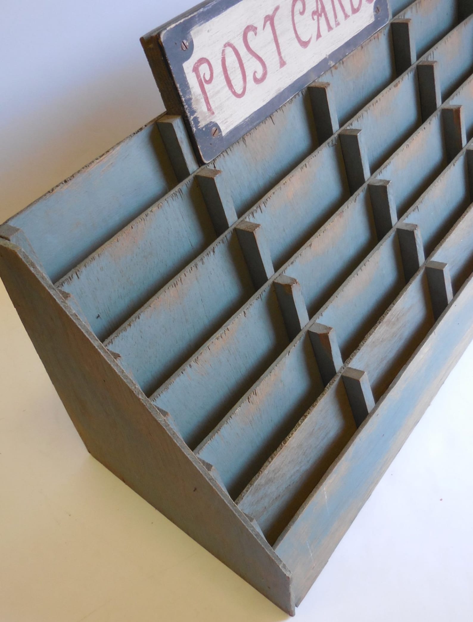 Vintage Postcard Display rack Card shelves Slots Wood Etsy