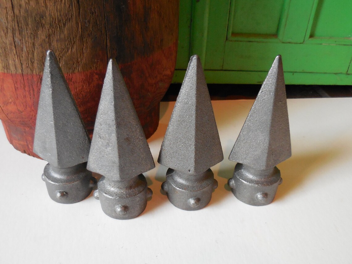 4 Cast metal Finials Caps Wrought iron fence posts Spear Etsy