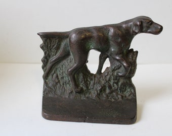 Antique dog bookend doorstop Hunting dog vintage iron