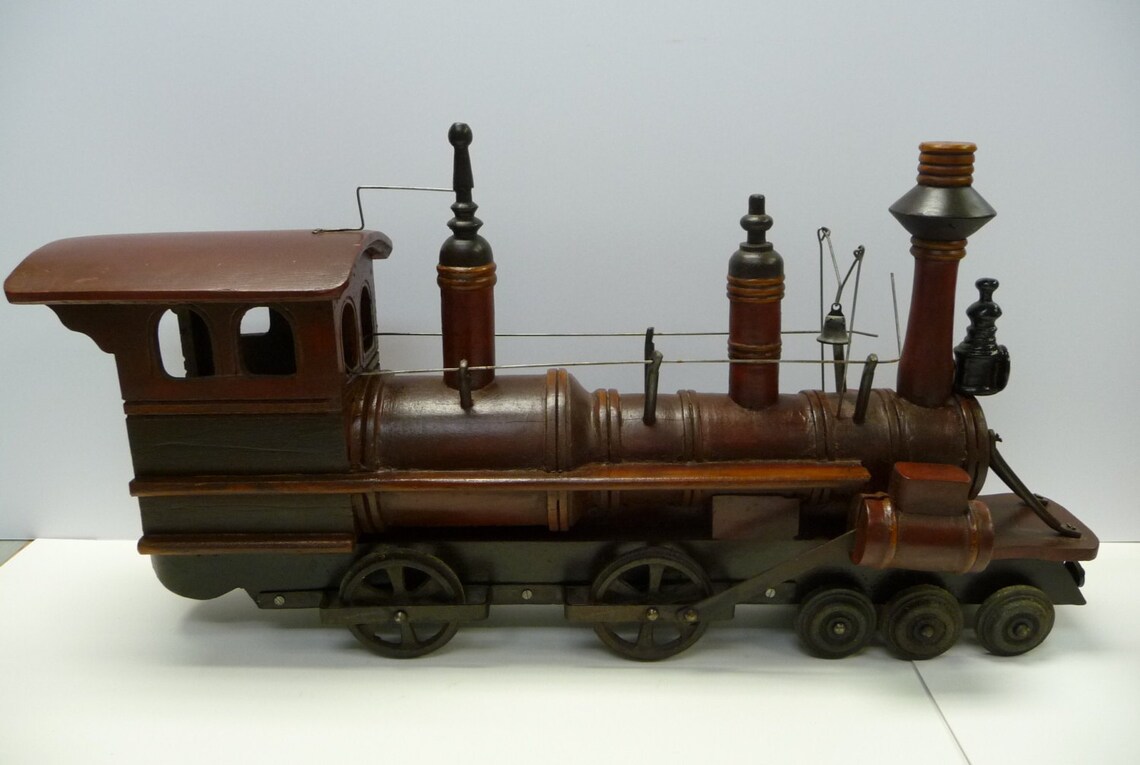 Vintage Train Replica Steam engine Large Wood Etsy