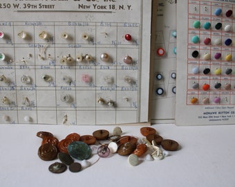 Lot vintage buttons button cards variety Antique metal Sewing Upholstery art assemblage craft supplies