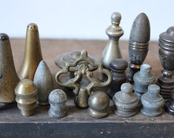 Lot vintage antique finials end caps chandelier lighting junk salvage parts pieces mixed variety architectural