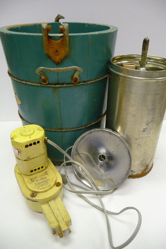 Vintage Ice Cream Maker White Mountain Freezer Teal wood Etsy