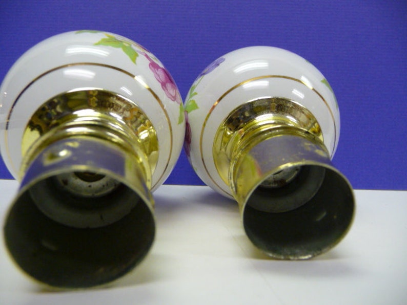 Two Porcelain Bed Post Finials vintage pair floral Etsy