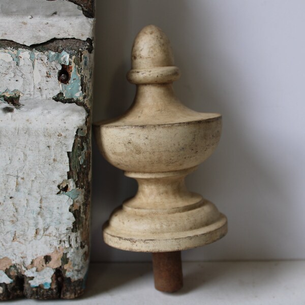Finial de madera vintage newel post cap topper de madera blanca Garden Home Supplies Salvamento arquitectónico