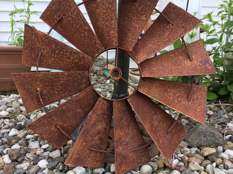 Vintage windmill blades fan 22 inch Rusty metal salvage garden Etsy