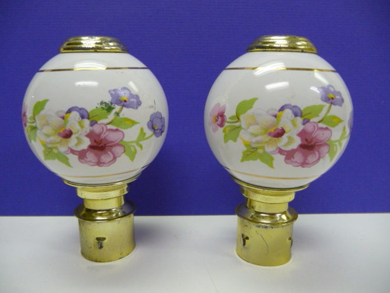 Two Porcelain Bed Post Finials vintage pair floral Etsy