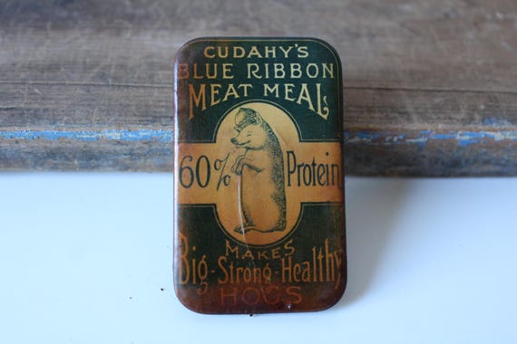 Antique Cudahy's Blue Ribbon HOG Meat Meal advertising knife sharpening stone Whetstone