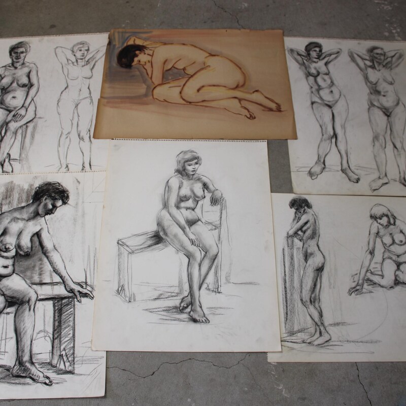Vintage Nude Sketch Etsy
