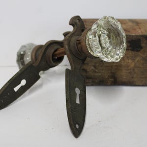 Antique glass doorknob Set w/ plates door restoration salvage hardware supplies