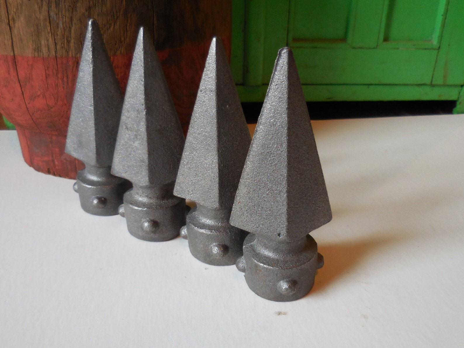 4 Cast metal Finials Caps Wrought iron fence posts Spear Etsy