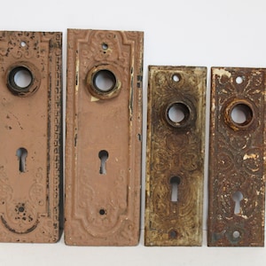 Four Antique Ornate Door Plates, Eastlake Victorian Escutcheon