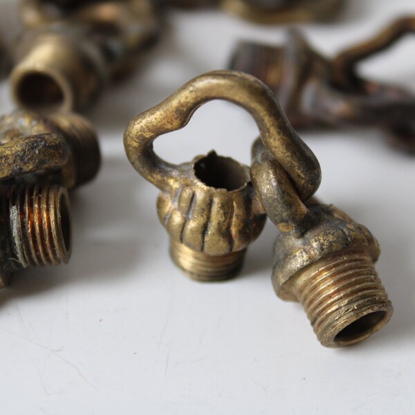 Six Antique lighting hardware loop collars connectors brass parts Chandelier pendant light architectural salvage supplies